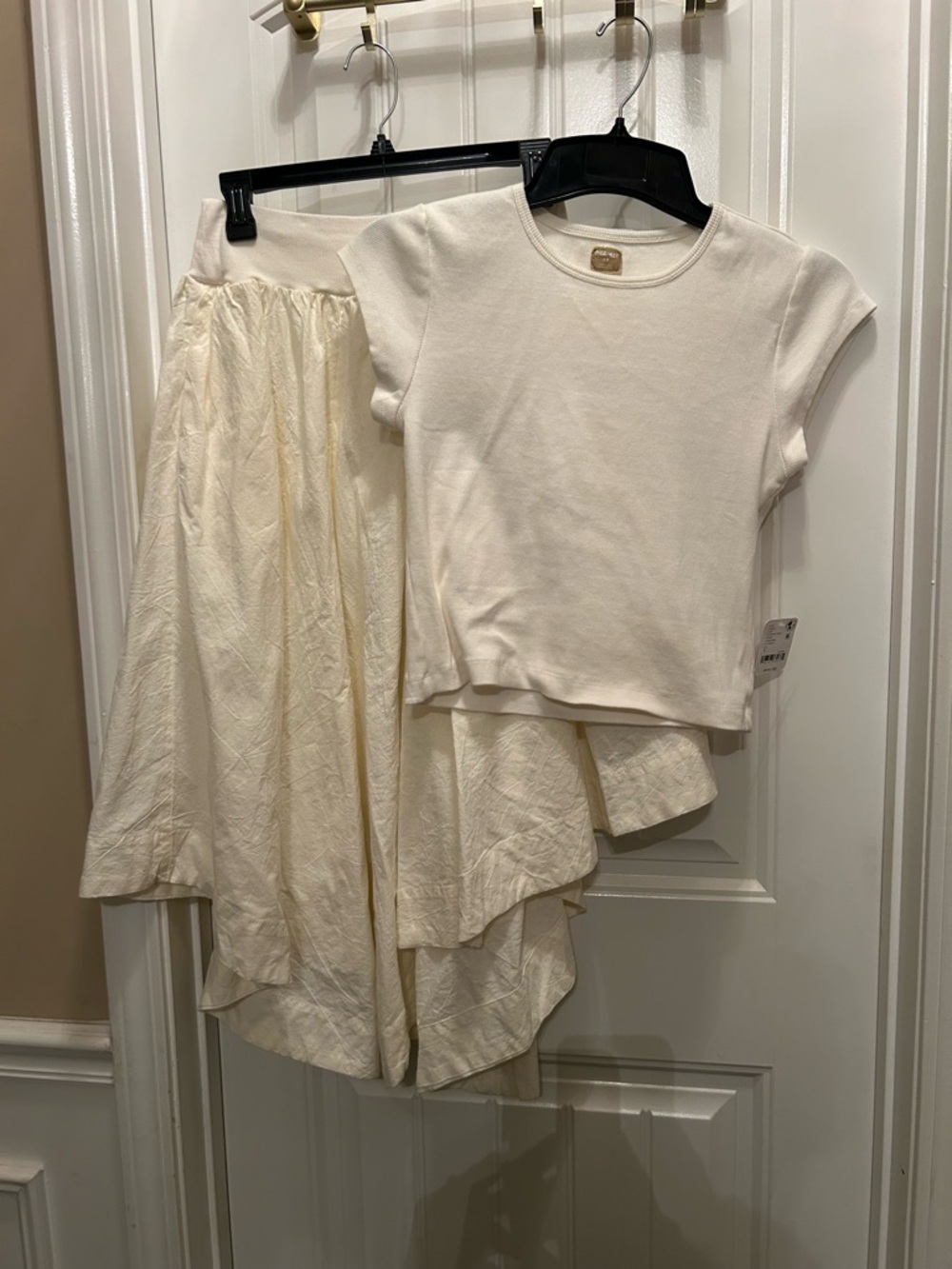 Free People Ivory Asymmetrical Layered Skirt
